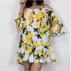 Hello Lemon Cold Shoulder Swim Coverup